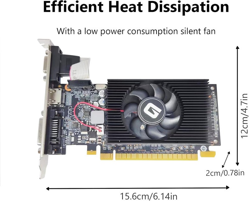 Glorto GeForce GT 610 2G DDR3 Low Profile Graphics Card, PCI Express 1.1 x16, HDMI/VGA/DVI, Entry Level GPU for PC, SFF and HTPC, Compatible with Win11 - Image 3